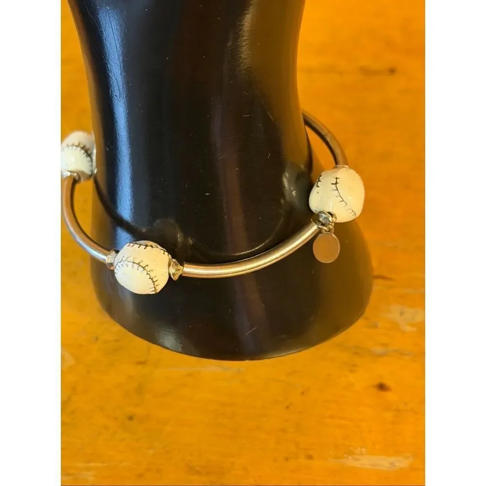 Cookie Lee Silver Tone Baseball Bracelet (7446)